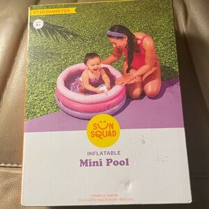Orange Inflatable Mini Pool NWT Summer Swim Dog Bathing Fun Kids Outdoor 27”x12”